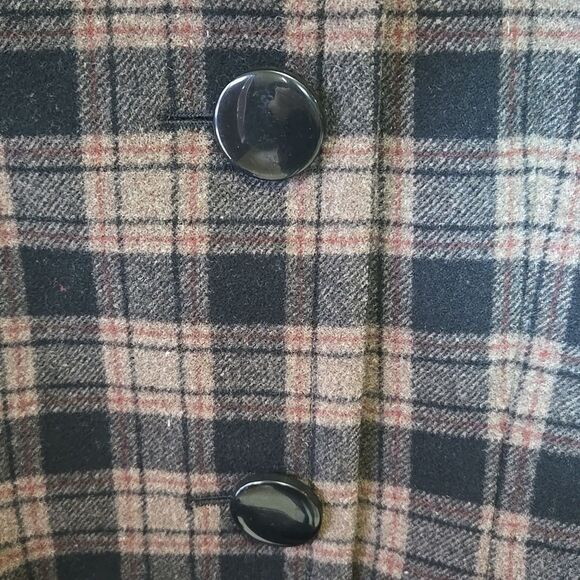 Soia & Kyo Wool Blend black Tan Plaid Belted Jacket Rachel Friends - Picture 9 of 16